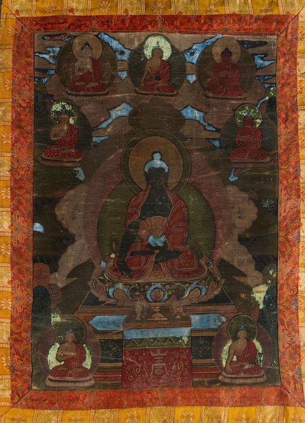 Thangka raffigurante Padmasambhava, India, XIX secolo