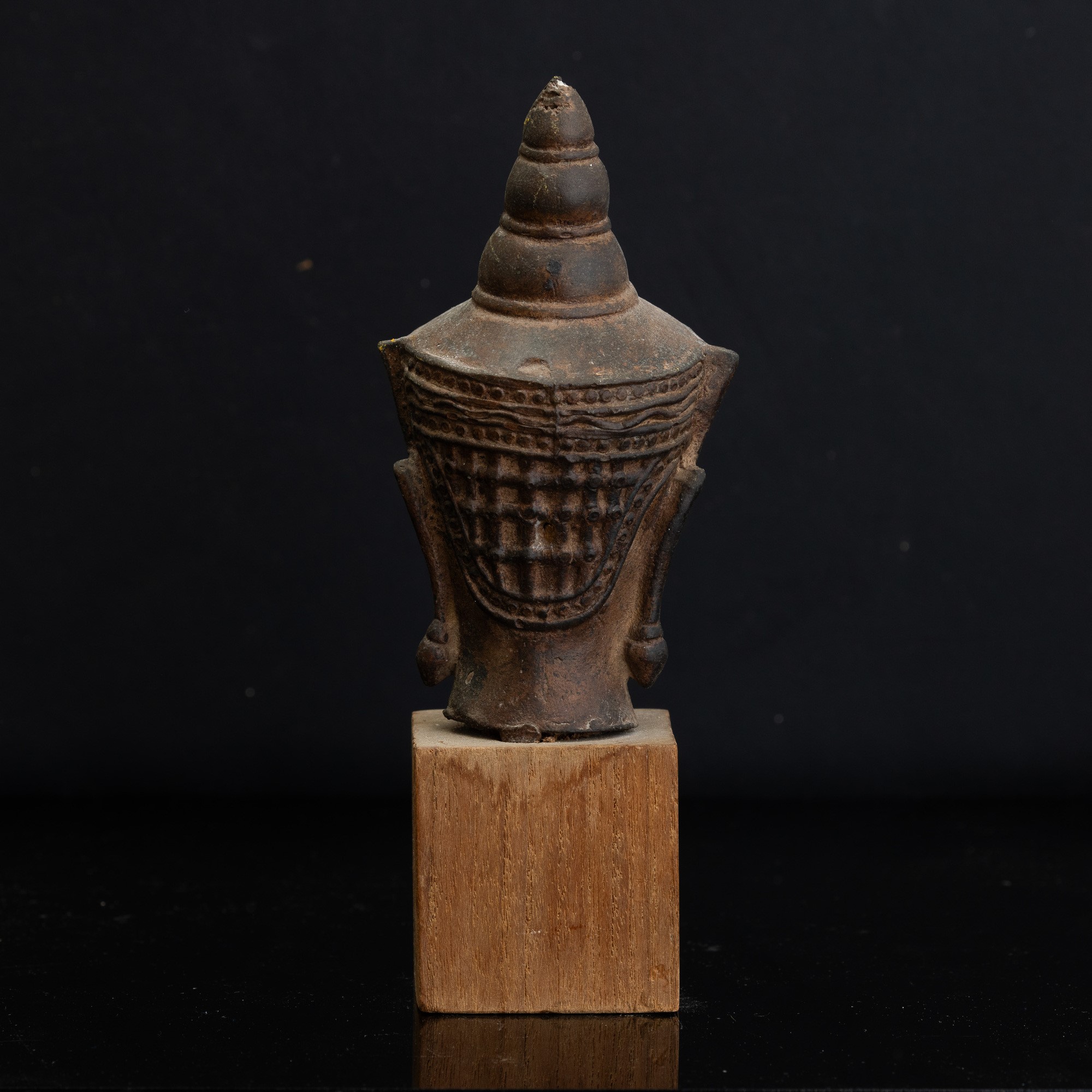 Testa di Buddha Scolpita in Bronzo, India, XIX Secolo