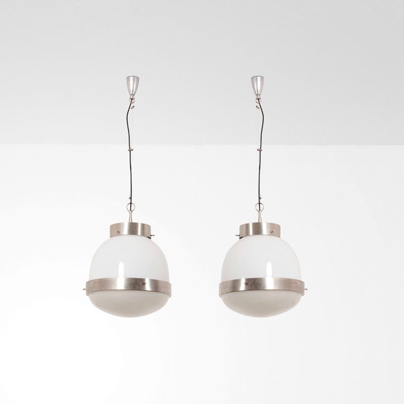 Sergio Mazza : Due lampade a sospensione mod. Delta  - Auction Design - Cambi Casa d'Aste