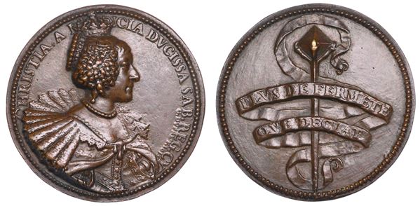 FRANCIA. CRISTINA DI FRANCIA, 1606-1663. Medaglia di bronzo 1635.