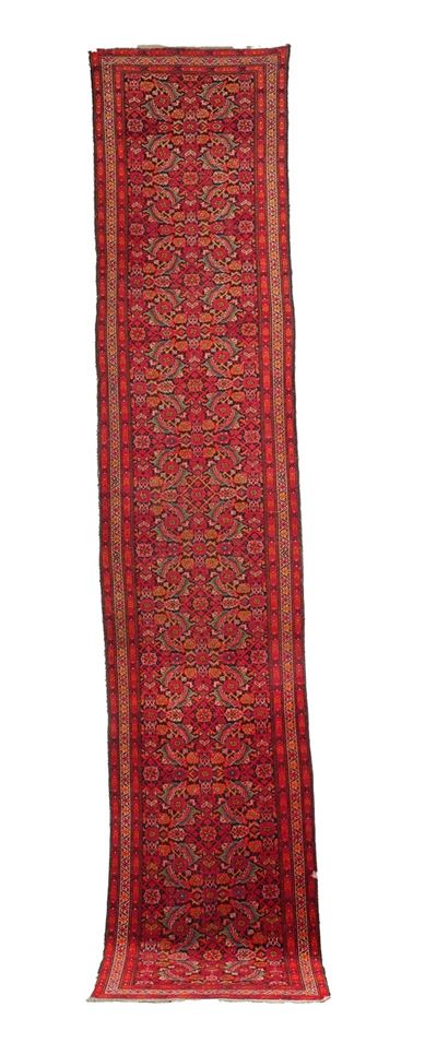 Passatoia Malayer, Persia, inizio XX secolo, tessuto, cm 102x486