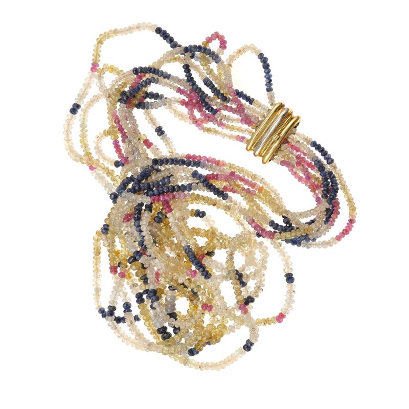 Multicolor corundum and gold necklace  - Auction Jewels - Cambi Casa d'Aste