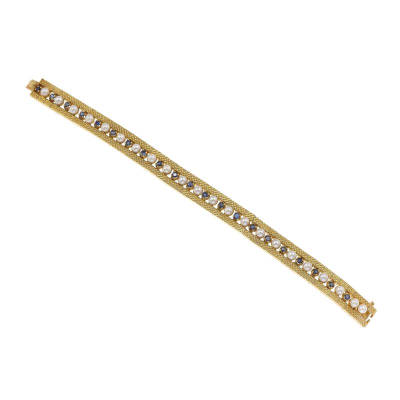 Pearl, sapphire and gold bracelet  - Auction Fine Jewellery - Cambi Casa d'Aste