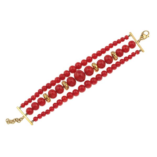 Coral and gold bracelet
