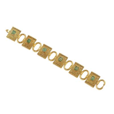 Bracciale a maglie in oro giallo 750 con smeraldi