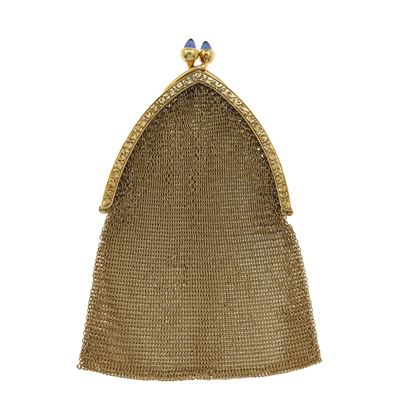 Portamonete in maglia in oro giallo 750/1000 con zaffiri