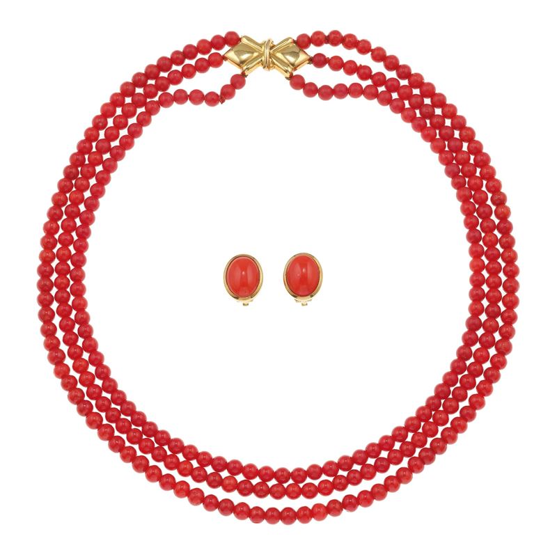 Coral and gold demi-parure  - Auction Fine Jewellery - Cambi Casa d'Aste