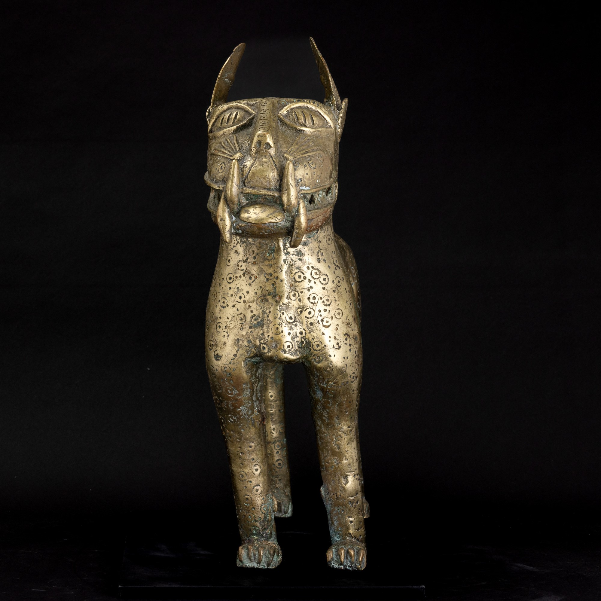Benin, Coppia di leopardi, bronzo, XIX-XX secolo