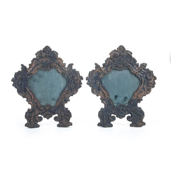 Coppia di cartagloria adattati a specchiere. XIX secolo