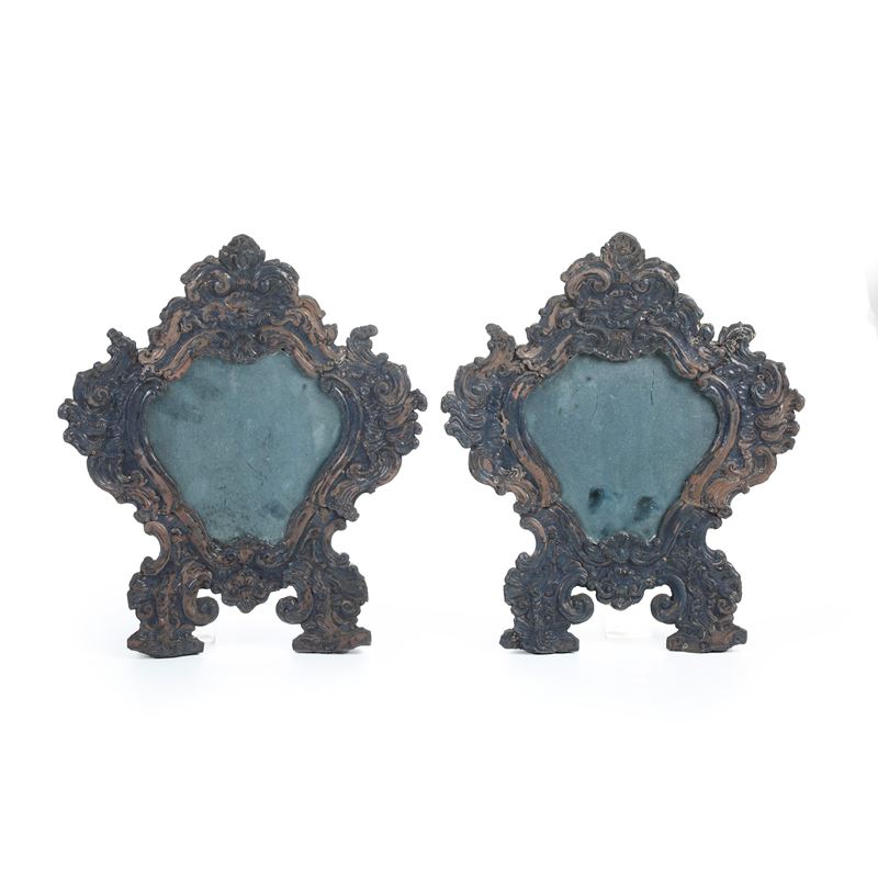 Coppia di cartagloria adattati a specchiere. XIX secolo  - Asta Antiquariato - Cambi Casa d'Aste