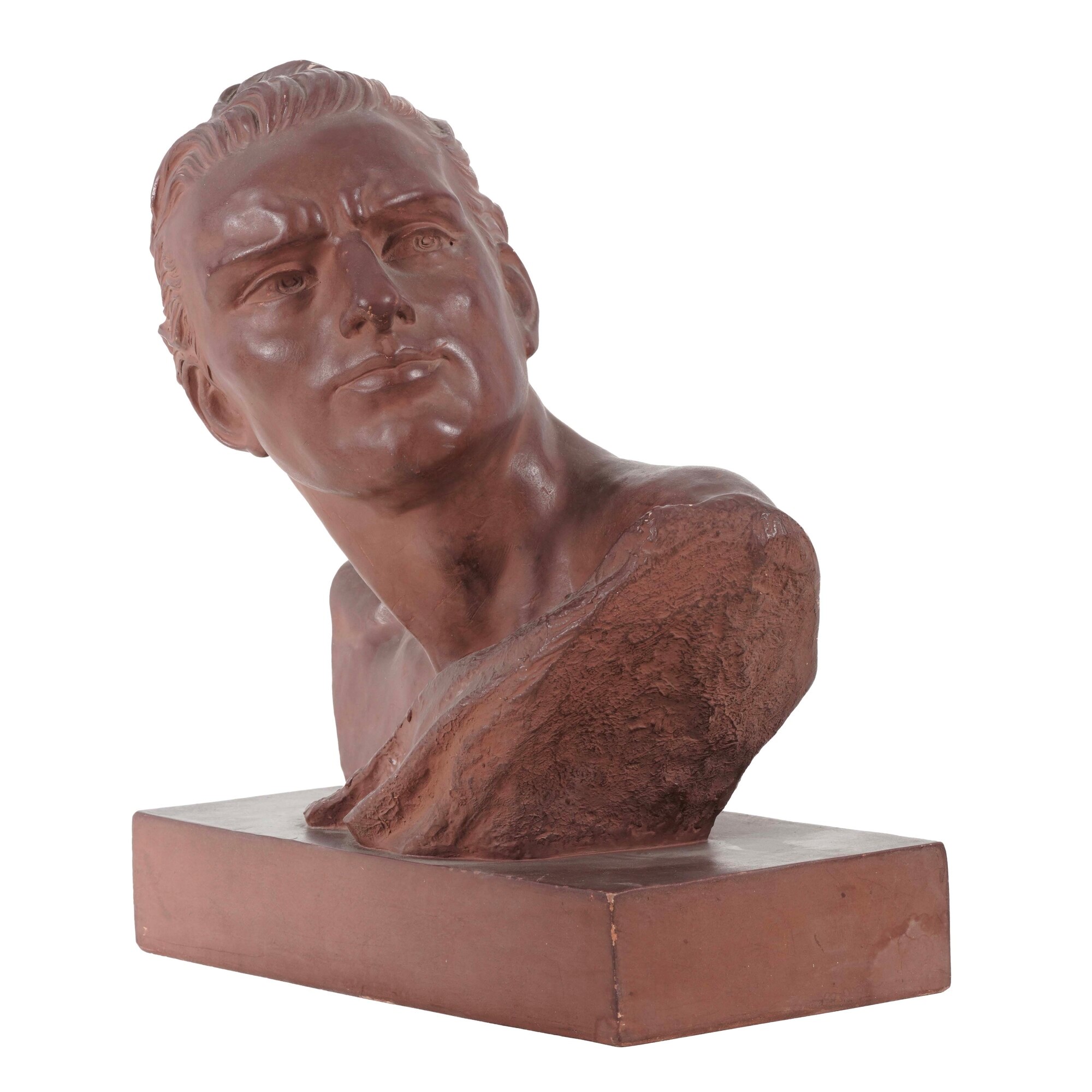 Scultore art déco del XX secolo, Busto dell’aviatore Jean Mermoz in terracotta