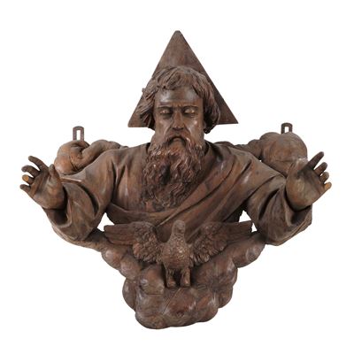 Dio Padre, scultura/figura barocca italiana del XVII secolo (legno dipinto)