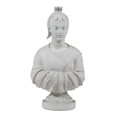 Scultore del XX secolo, Busto femminile in gesso con abiti orientali