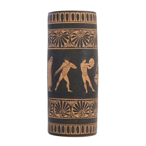 Portaombrelli in terracotta decorato all'etrusca. XX secolo