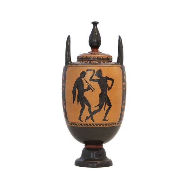 Vaso in terracotta con decoro all'etrusca