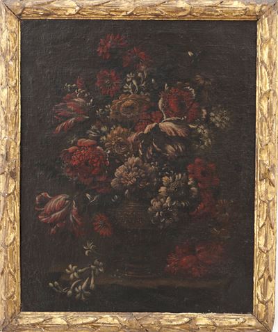 Scuola del XVII secolo, Natura morta con vaso di fiori, olio su tela