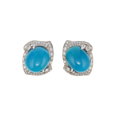 Bulgari. Orecchini con Turchese e Diamanti