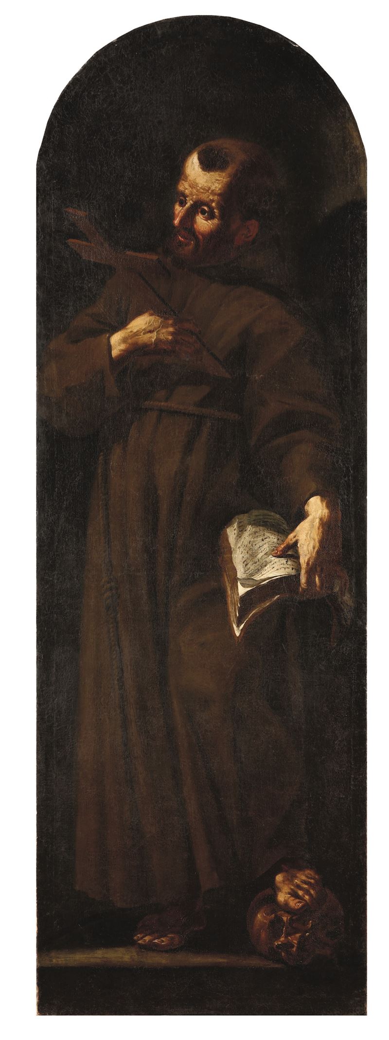 Scuola napoletana del XVII secolo San Francesco d'Assisi  - olio su tela centinata - Auction Old Masters - II - Cambi Casa d'Aste