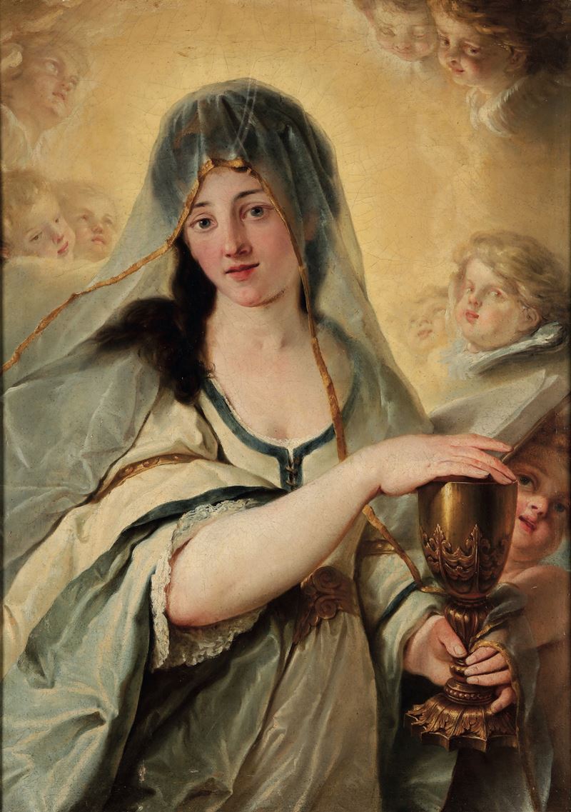 Scuola della fine del XVIII secolo Allegoria della Fede  - olio su tela - Asta Old Masters - II - Cambi Casa d'Aste