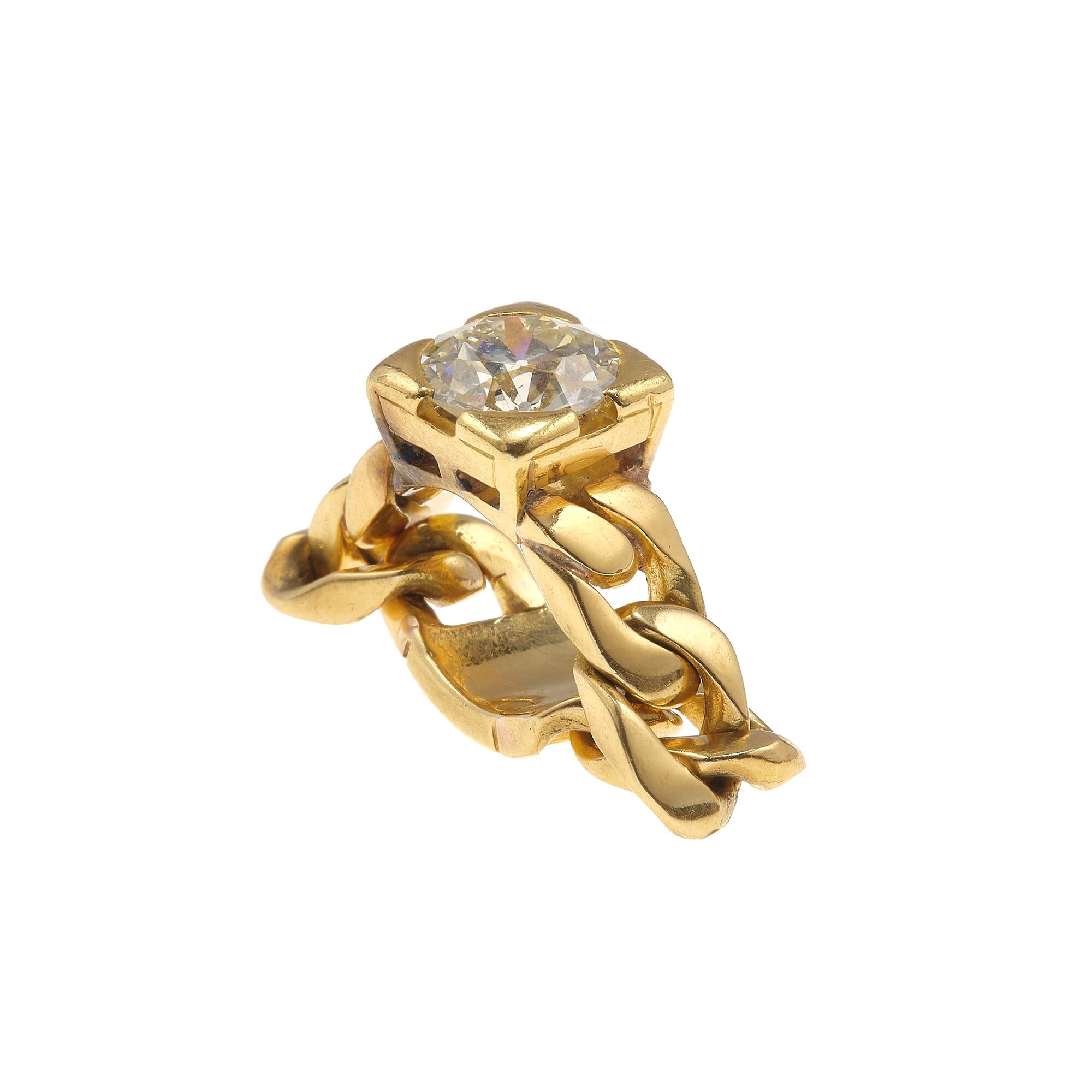 Anello con Diamante di Vecchio Taglio di Ct 2.50 Circa