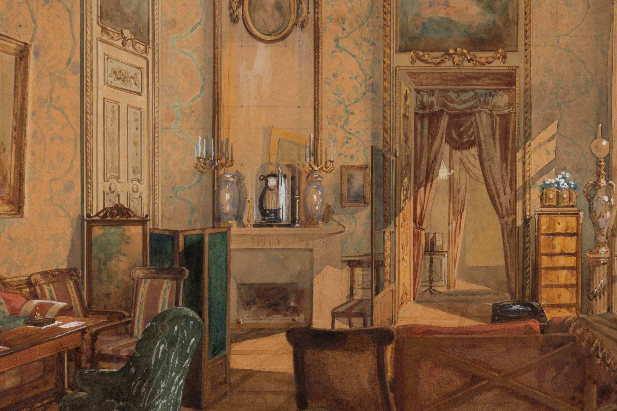 Giuseppe Leone Righini - La camera da letto di Carlo Alberto a Oporto