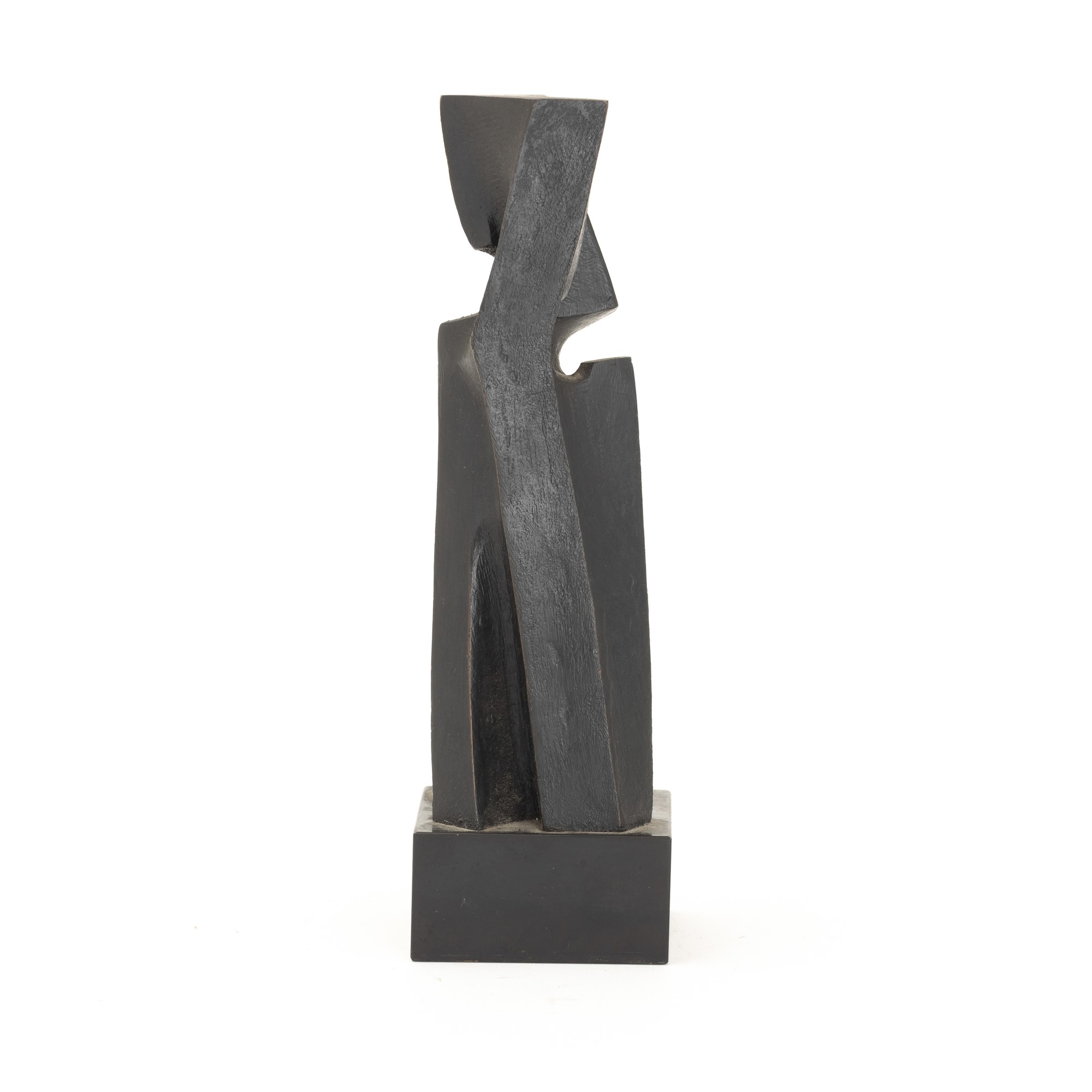 Giò Pomodoro - Scultura in bronzo a patina nera con base in marmo