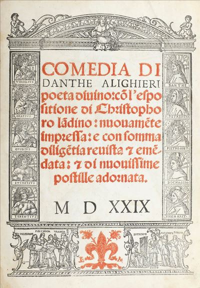Alighieri Dante (1265-1321) Comedia di Danthe Alighieri Poeta Divino con L’esposizione di Cristof...