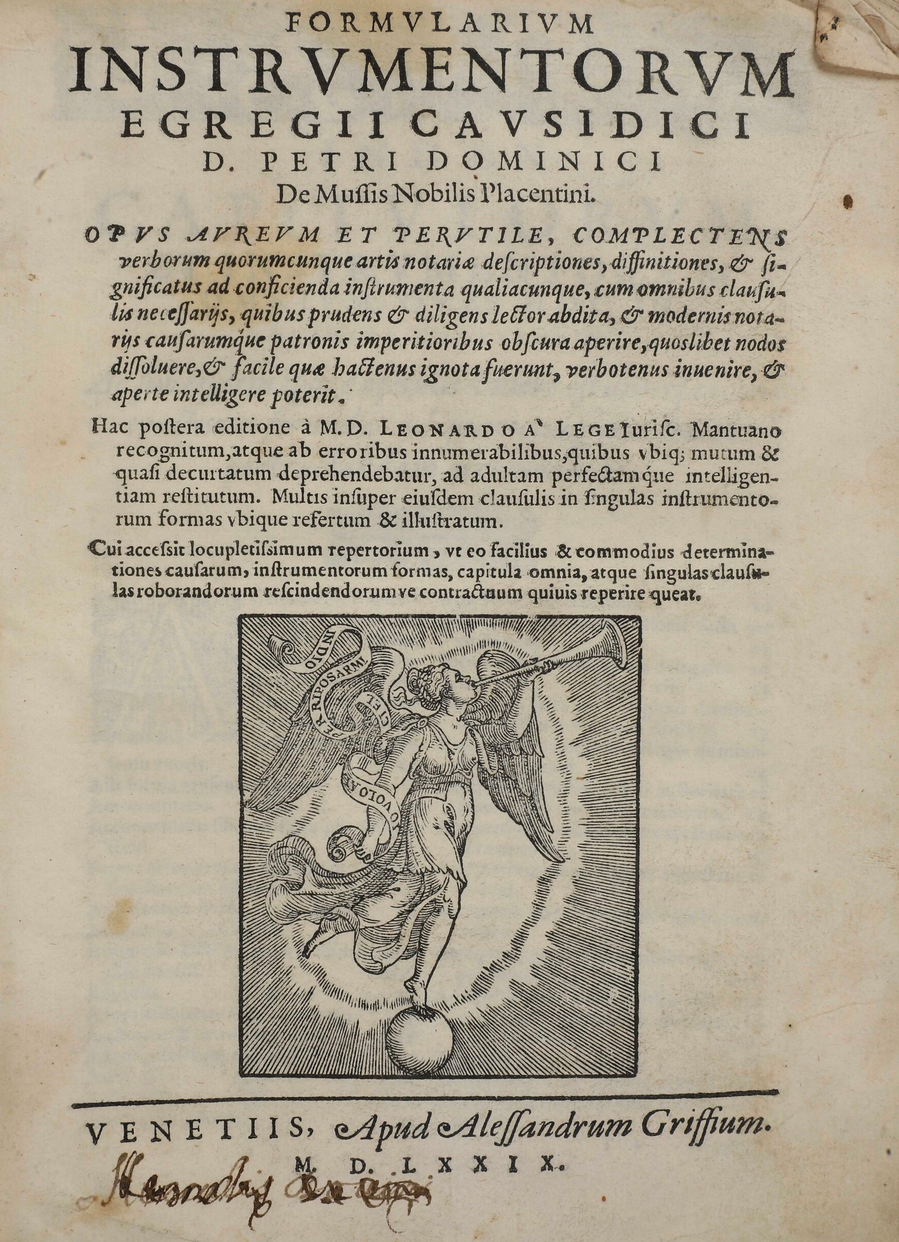 Mussi Pietro Domenico (1530-1572) Formularium Instrumentorum Egregii Causidici D. Petri Dominici....
