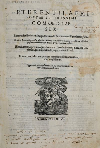 Terenzio Publio Afro (190/185 a.C. Circa - 159 a.C.) Comediae Sex... Venezia, Apud Venturinum Rus...