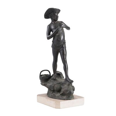 Fonditore del XX secolo, Pescatorello in bronzo patinato