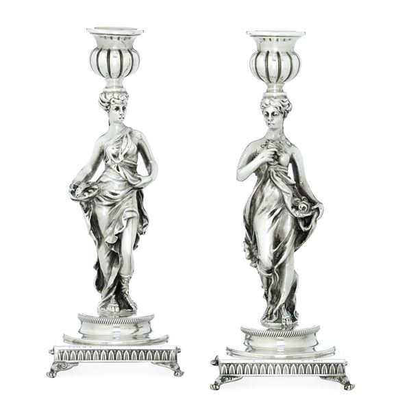Argenteria artistica italiana, Alessandria, XX secolo Coppia di candelieri