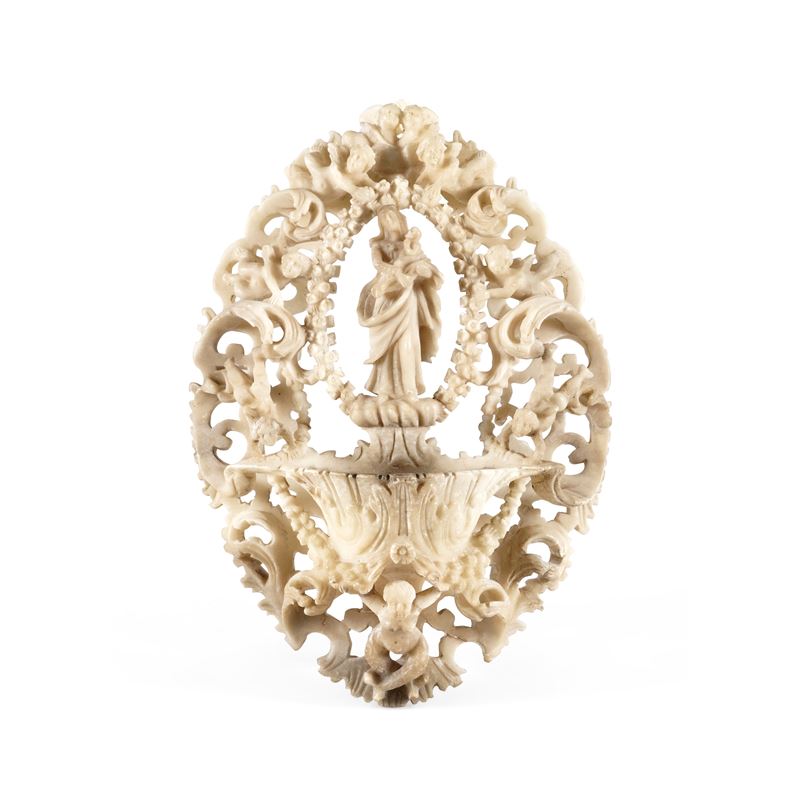 Acquasantiera con Madonna con Bambino. Arte siciliana del XVIII secolo  - Auction Sculpture and Works of Art - Cambi Casa d'Aste