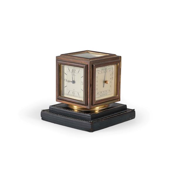 Orologio, barometro, termometro, calendario, firmato Hermes. XX secolo