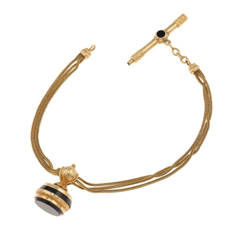 Gold watch chain with seal  - Auction Fine Jewellery - Cambi Casa d'Aste