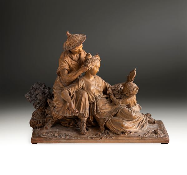 Gruppo in terracotta. Plasticatore francese, XVIII-XIX secolo
