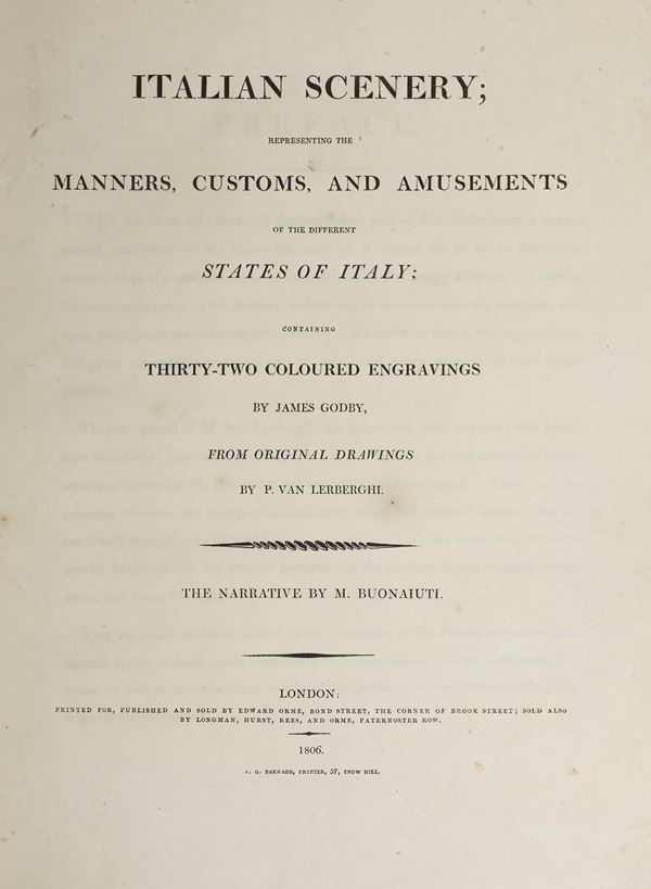Godby James (1767–1849) / M. Buonaiuti Italian Scenery representing the manners, customs, and amusements of the different states of Italy London, Edward Orme, 1806