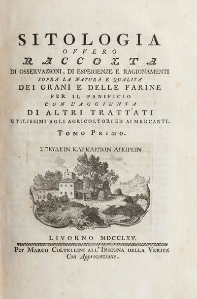 Targioni Tozzetti Giovanni (1712-1783) Sitologia Ovvero Raccolta di Osservazioni, di Esperienze e...