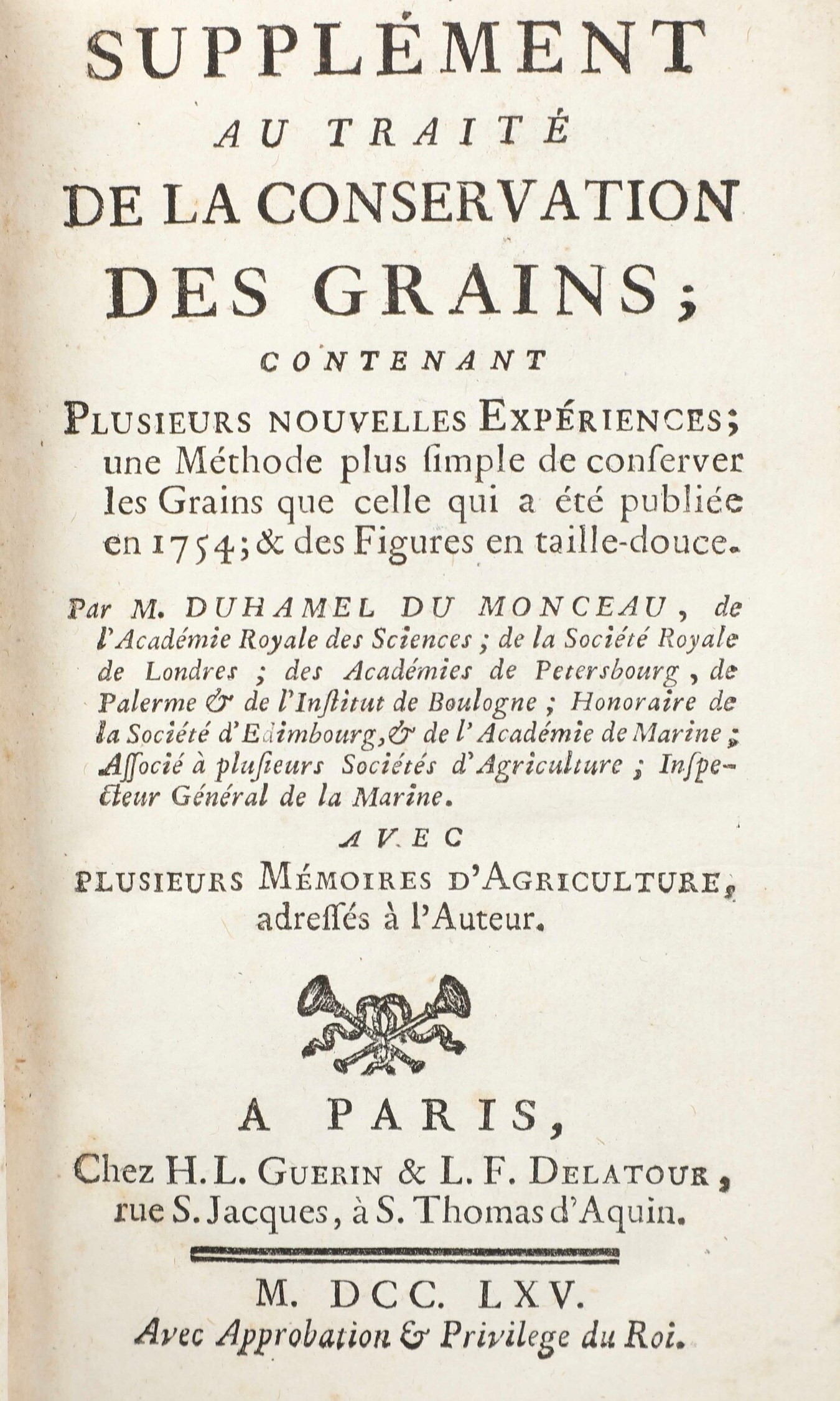 Duhamel Du Monceau Henri Louis (1700-1782) Traité De la Conservation Des Grains Et En Particulier...