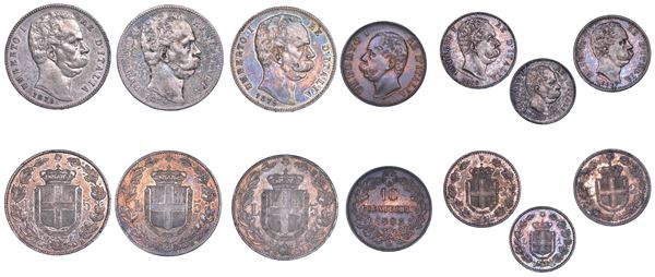 REGNO D’ITALIA. UMBERTO I DI SAVOIA, 1878-1900. Lotto di sette monete.