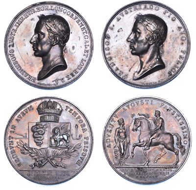 Francesco II d'Austria, Lotto di due medaglie in argento, 1815