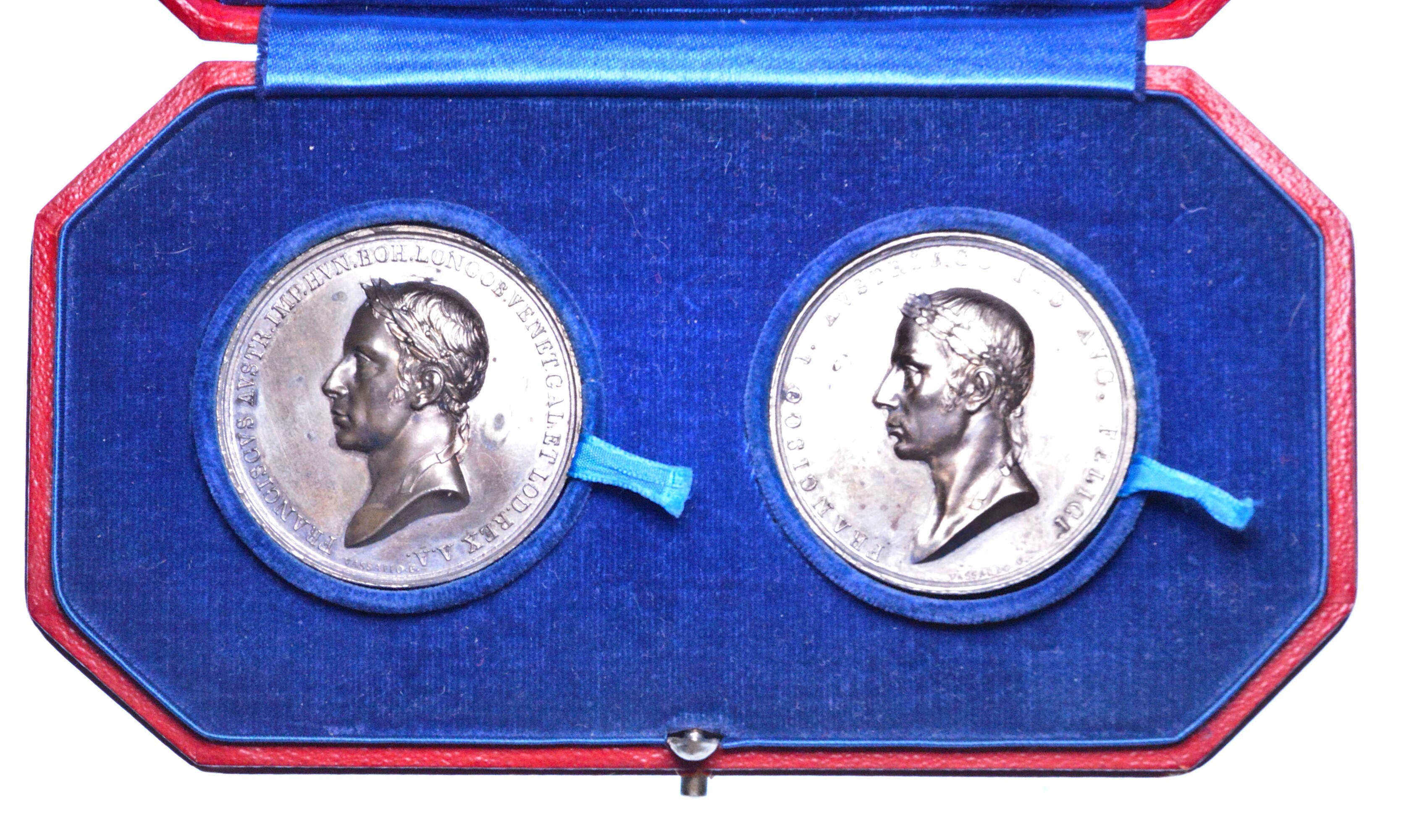 Francesco II d'Austria, Lotto di due medaglie in argento, 1815