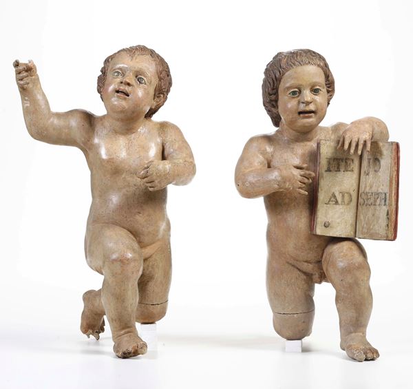 Coppia di putti. Arte barocca italiana del XVII-XVIII secolo
