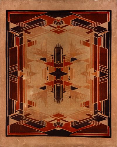 Tappeto fatto su telaio meccanico, inizio XX secolo, cm 255x140