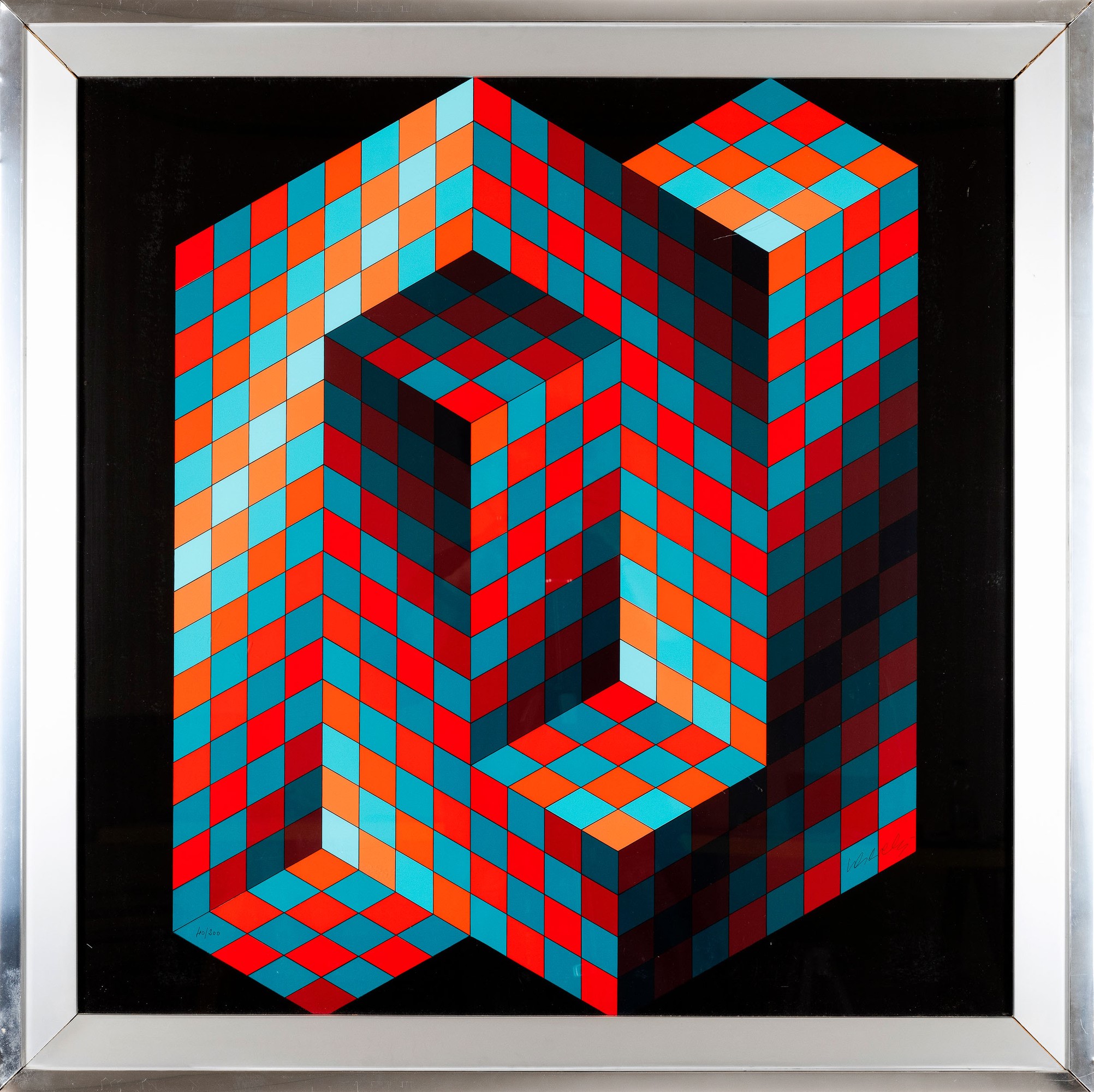Victor Vasarely - Red Blue