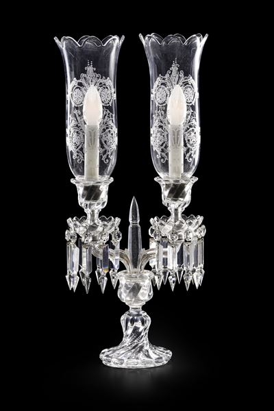 Candelabro Elettrificato “bambou Tors” Francia, Manifattura Baccarat, XX Secolo