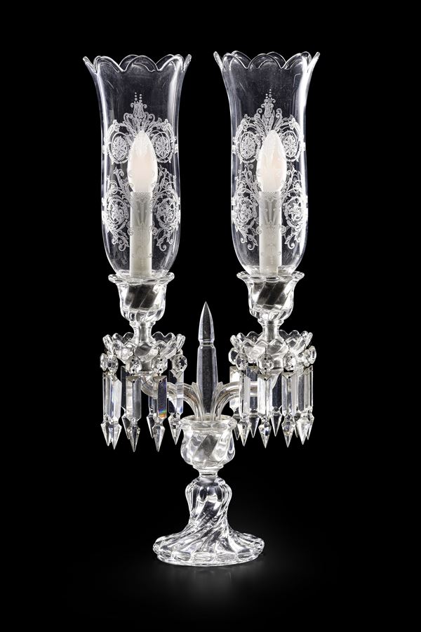 Candelabro elettrificato “Bambou Tors”Francia, Manifattura Baccarat, XX secolo 