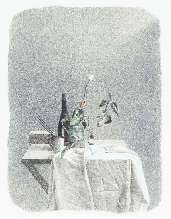 Oggetti fiori e panneggio