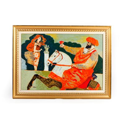 Salvatore (d’après) Fiume, Omaggio floreale — serigrafia polimaterica su broccato, esemplare 28