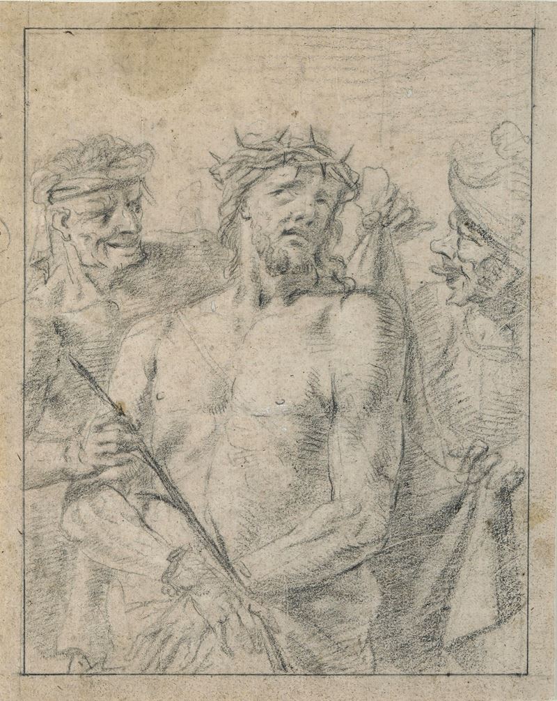 Scuola del XVII secolo Cristo deriso  - matita nera su carta - Auction Old Masters Paintings - I - Cambi Casa d'Aste