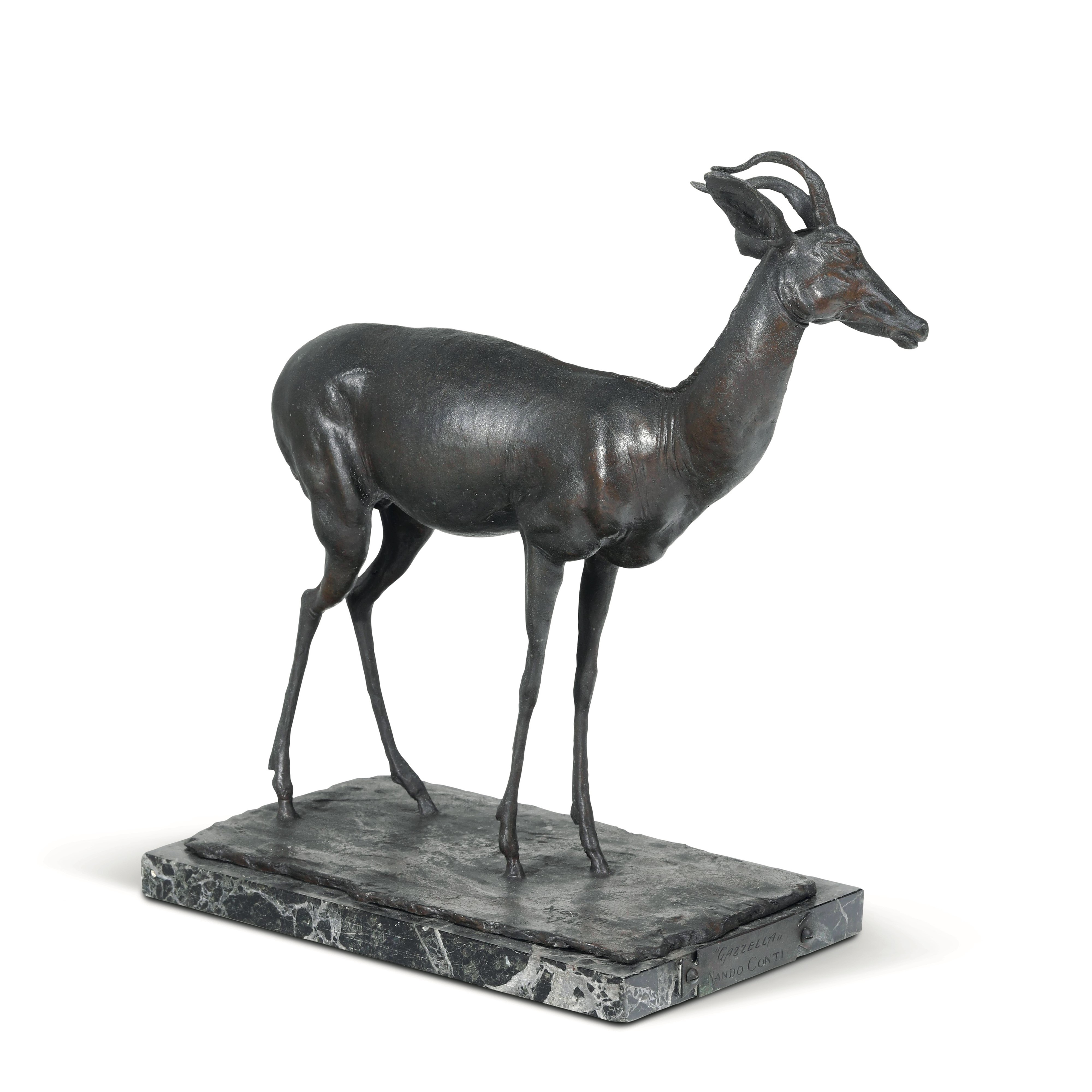 Nando Conti - Antilope, bronzo fuso e patinato su base in marmo